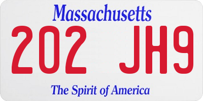 MA license plate 202JH9