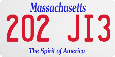 MA license plate 202JI3