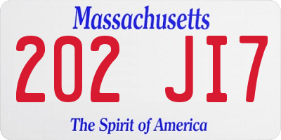 MA license plate 202JI7
