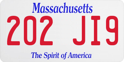 MA license plate 202JI9