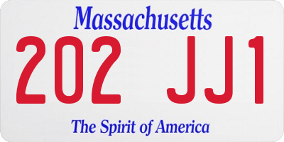 MA license plate 202JJ1