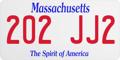MA license plate 202JJ2