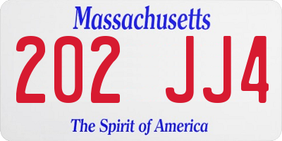 MA license plate 202JJ4