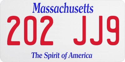 MA license plate 202JJ9