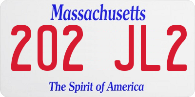 MA license plate 202JL2