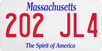 MA license plate 202JL4