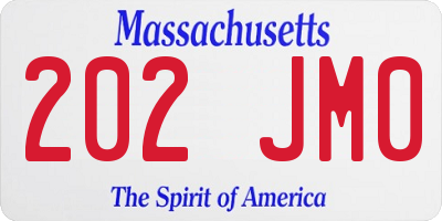 MA license plate 202JM0