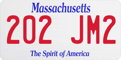 MA license plate 202JM2