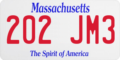 MA license plate 202JM3