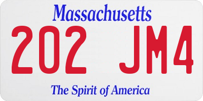 MA license plate 202JM4