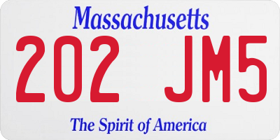 MA license plate 202JM5