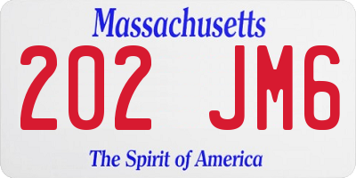 MA license plate 202JM6