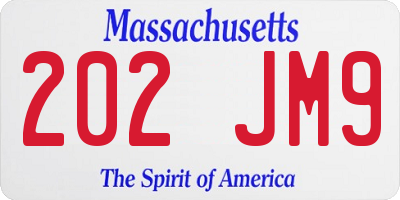 MA license plate 202JM9