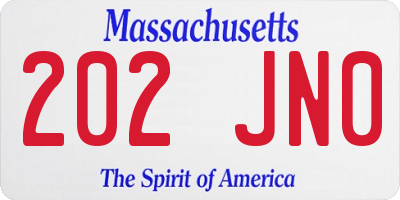MA license plate 202JN0