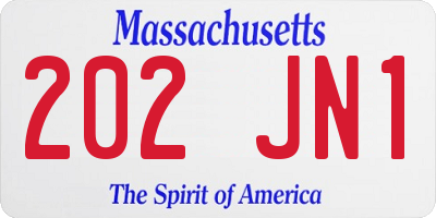 MA license plate 202JN1