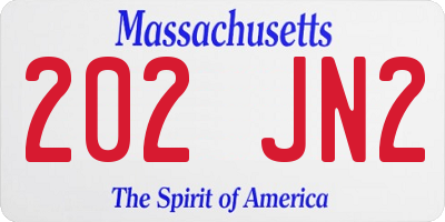 MA license plate 202JN2
