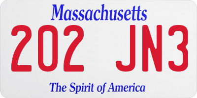 MA license plate 202JN3