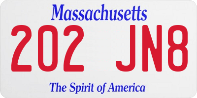 MA license plate 202JN8