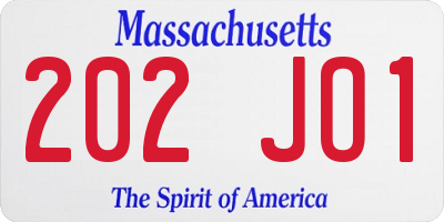 MA license plate 202JO1