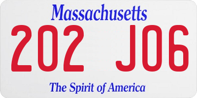 MA license plate 202JO6
