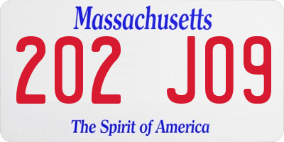 MA license plate 202JO9