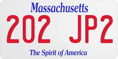 MA license plate 202JP2