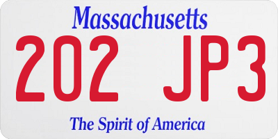 MA license plate 202JP3