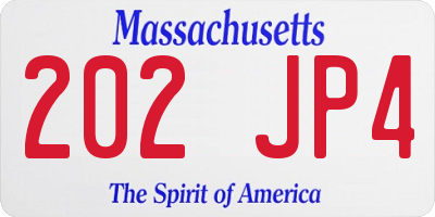 MA license plate 202JP4