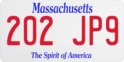 MA license plate 202JP9