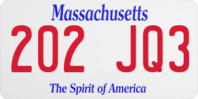 MA license plate 202JQ3