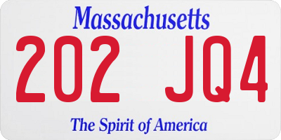 MA license plate 202JQ4