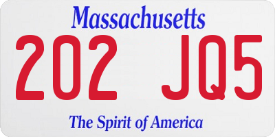 MA license plate 202JQ5