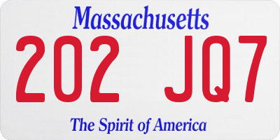 MA license plate 202JQ7