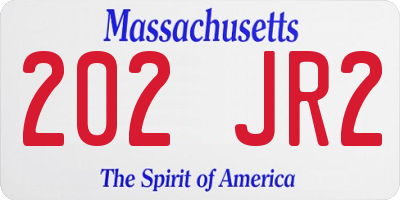 MA license plate 202JR2