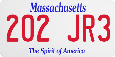 MA license plate 202JR3