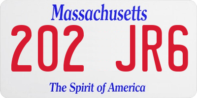 MA license plate 202JR6