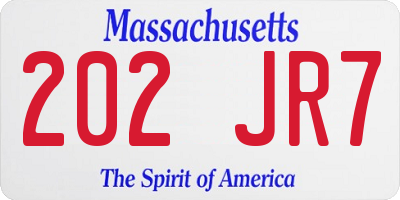 MA license plate 202JR7