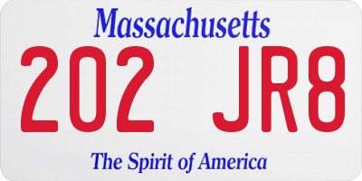 MA license plate 202JR8