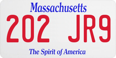 MA license plate 202JR9