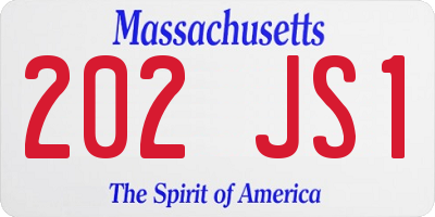 MA license plate 202JS1