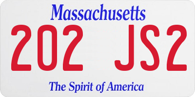 MA license plate 202JS2