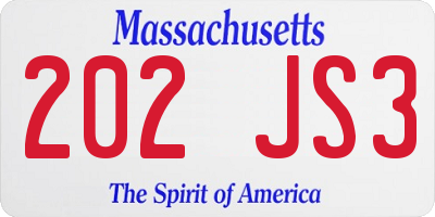 MA license plate 202JS3