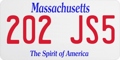 MA license plate 202JS5