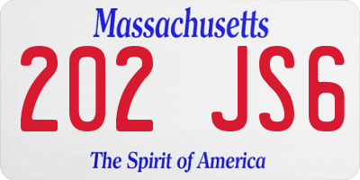 MA license plate 202JS6