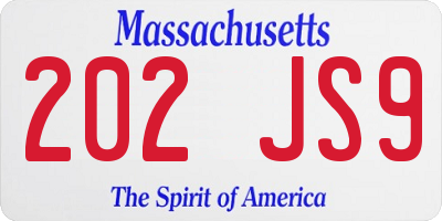 MA license plate 202JS9