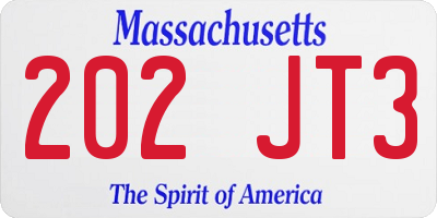 MA license plate 202JT3