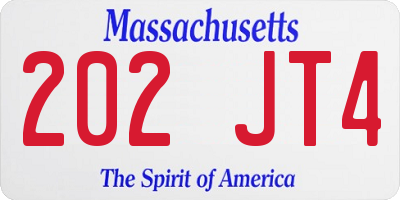 MA license plate 202JT4