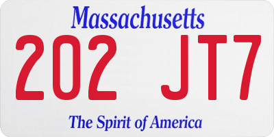 MA license plate 202JT7