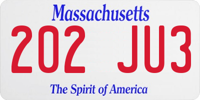 MA license plate 202JU3