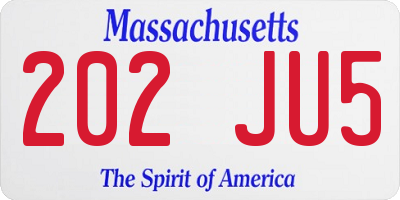 MA license plate 202JU5